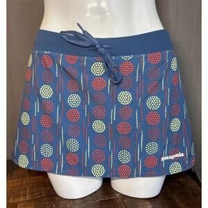 Patagonia Running Trail Skirt Blue Skort Womens Tennis Golf Polka Dot Size Large
